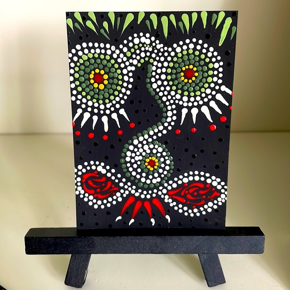 ACEO Collectible Original Painting Art “Nightmare” Monster Dot Art Mini Signed - Picture 1 of 4